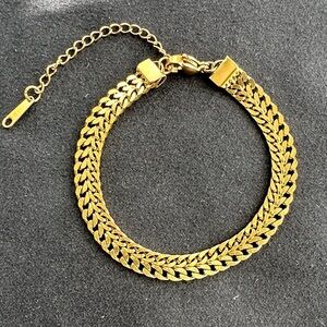 18k Gold PVD Stainless steel vintage flat herringbone bracelet